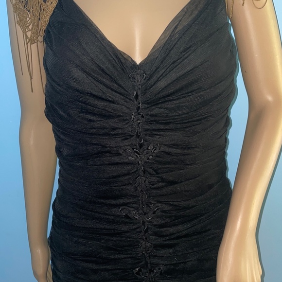 Cecelia De Bucourt Shirred Black Mesh Gown-NOS - Picture 8 of 9